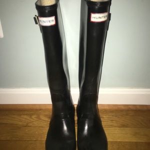 hunter rain boots with a pair of socks